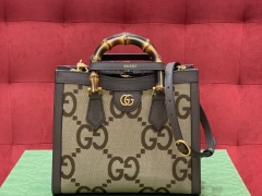 Gucci Diana饰超级双G图案竹节小号托特包包