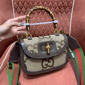 Gucci jumbo 竹节帆布奢侈品牌女包 675797UKMDT 2570
