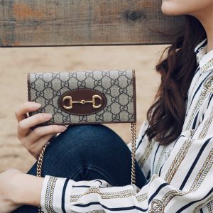 cucci官方网古驰中国马衔扣1955链带钱包上身种草图621892