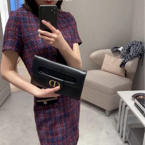 迪奥链条手包黑色大号Dior Double上身效果图