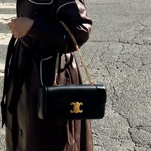 思琳链条包法棍黑色 CelineTRIOMPHE 上身效果图