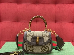 Gucci饰超级双G图案竹节迷你手袋