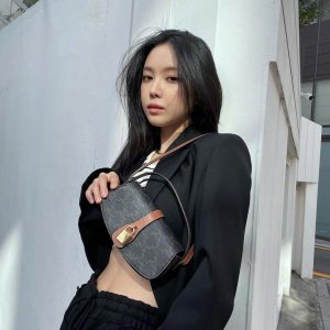 Celine思琳手包黄褐色 10I592DQ2.04LU 18CM上身效果图