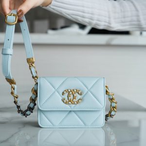 𝗖𝗛𝗔𝗡𝗘𝗟香奈儿秋冬新款迷你小腰包 淡蓝香奈儿的包
