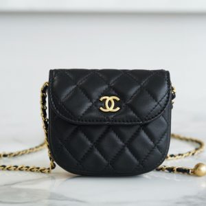 chanel金属球椭圆形腰包黑色香奈儿包包官方旗舰店官网