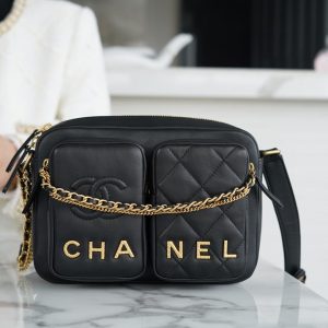 chanel 2022新款复古相机包 黑色香奈儿包包官方旗舰店