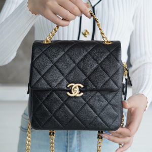 chanel2022 复古黑双肩背包香奈儿包包官网中国官方网