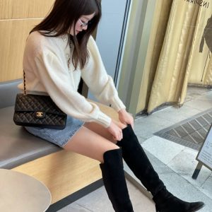 chanel cf classic fiap 荔枝纹 黑金官方网站香奈儿包包上身图