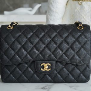 chanel   cf clsaaic fiap jumbo鱼子酱黑金香奈儿包包官网