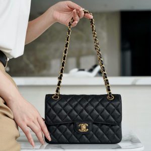 chanelClassic Flap经典口盖包黑牛金 小号香奈儿女款包包