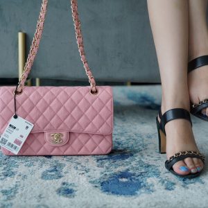 chanel Classic Flap 水洗胎牛 中号 粉红香奈儿女式包包