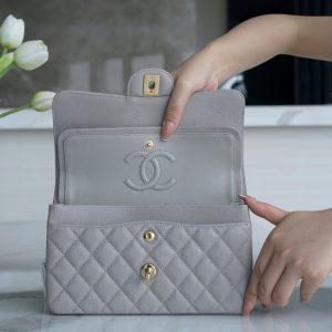 chanel cf Classic Flap 水洗胎牛 小号浅灰香奈儿女款包包