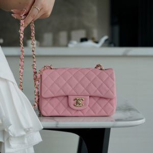 chanel cf Classic Flap 水洗胎牛 mini 粉红香奈儿女款大包
