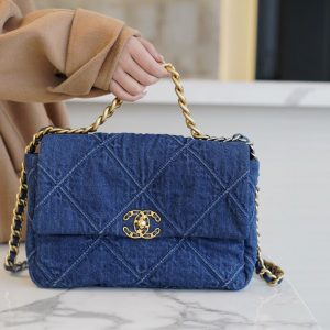 chanel 19bag牛仔蓝中号香奈儿19bag中号官方价格
