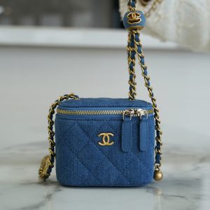 chanel 2022丹宁牛仔金属球 盒子包香奈儿19牛仔包丹宁