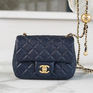 chanel cf金属球方胖子深蓝色香奈儿包包官网中国官方网