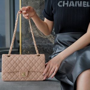 chanel CF classic flap中号 奶茶杏香奈儿官网中国官方网