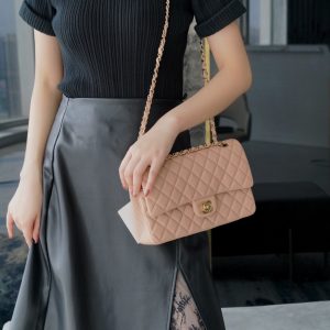 chanel CF classic flap中号 奶茶杏香奈儿官网中国官方网