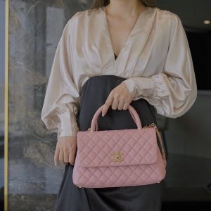 chanel Coco Handle樱花粉大号香奈儿cocohandle种草图