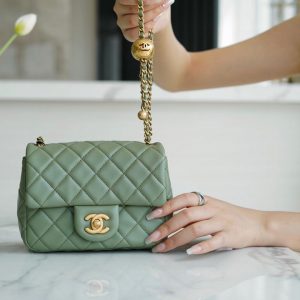 chanelCF金属球方胖子 抹茶绿官方网站香奈儿包包