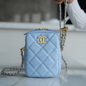 chanel秋冬新品子弹壳竖款相机包梦幻蓝香奈儿名牌包包