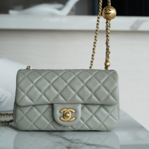 chanel2022春夏金属球大Mini灰绿奢侈品牌香奈儿女包