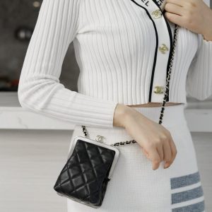 chanel2022树脂链条包上身图香奈儿链条手拿包季节款价格