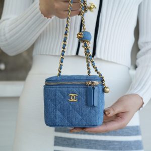 chanel 2022丹宁牛仔金属球 盒子包官方网站香奈儿包包