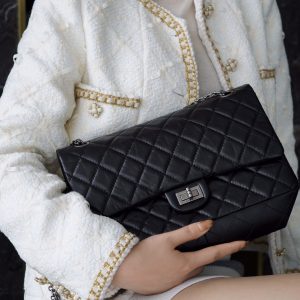 chanel复刻2.55大号正品皮 黑银香奈儿复刻版包包种草图