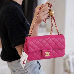 chanel CF金属球mini方胖子新枚红色奢侈品牌香奈儿女包