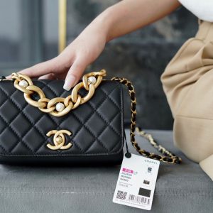 chanel高级手工坊mini珍珠口盖包 黑色香奈儿包包女包