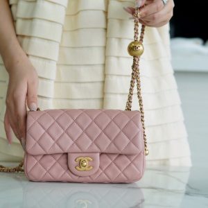chanel CF金属球mini玫瑰粉香奈儿女包价格旗舰店