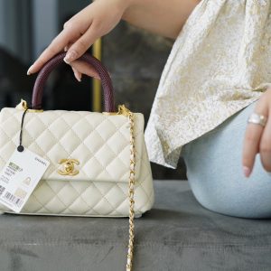 VietnamCoCoHandle蜥蜴手柄 米白色小號香奈兒包包官網