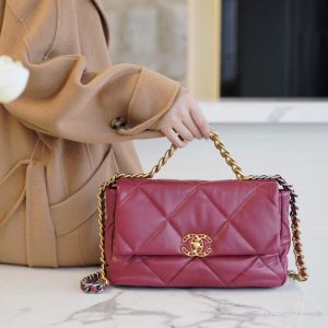 Canada Ottawa chanel 19bag胭脂紅中號香奈兒包包女包