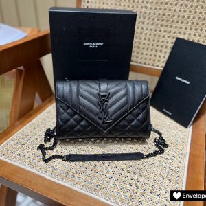 Saudi Arabia聖羅蘭envelope信封包小號黑色黑扣