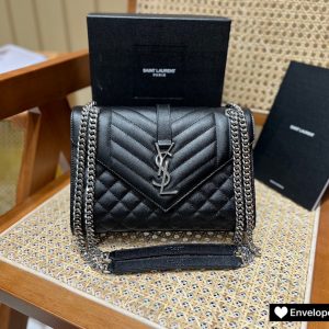 Saudi Arabia Riyadh YSL聖羅蘭envelope中號黑色銀扣