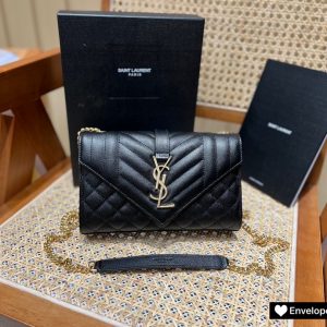 Dubai YSL聖羅蘭envelope信封包小號黑色金扣聖羅蘭
