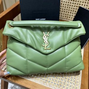 Abu Dhabi聖羅蘭LOULOU PUFFER小羊皮包牛油果綠色