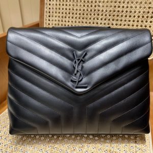 Los Angeles USA聖羅蘭LouLou Y形挎包黑色黑扣31CM