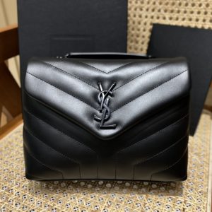 San Francisco USA聖羅蘭LouLou Y形挎包黑色黑扣23CM