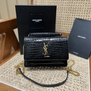 Saudi Arabia聖羅蘭sunset woc黑色金扣聖羅蘭女包新款