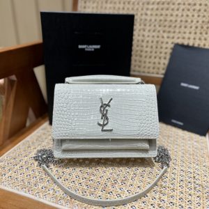 Kuwait YSL sunset woc白色銀扣聖羅蘭女包什麽檔次
