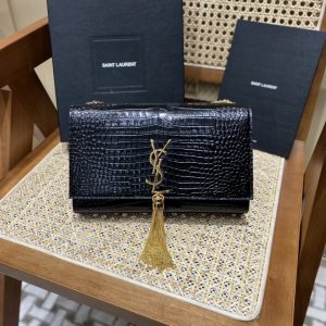 Bandung YSL Kate包黑色金扣鱷魚紋聖羅蘭女包官方網