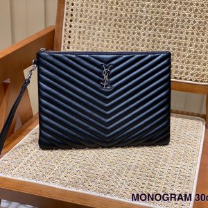 Bahrain YSL聖羅蘭MONOGRAM 中號手包黑色銀扣