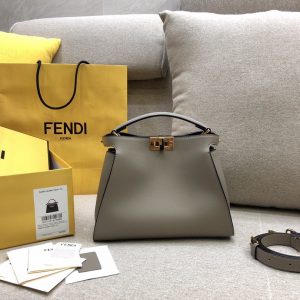 Seattle USA芬迪Fendi Peekaboo Essentially繫列手袋灰色
