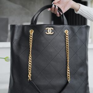 Vietnam香奈兒22s最新maxi購物袋黑色香奈兒女款包包