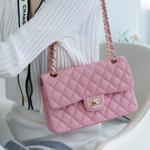 Canada 香奈兒  chanel cf classic flap水洗胎牛 小號 櫻花粉