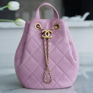 Britain香奈兒 chanel 22s 抽繩水桶雙肩背包粉香奈兒的包