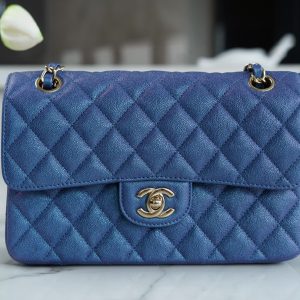 Kuwait 香奈兒chanel cf classic flap水洗胎牛珠光藍