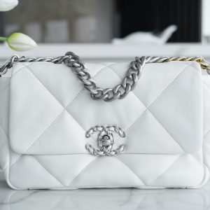 San Francisco USA香奈兒 chanel 19bag仙女白 銀扣小號